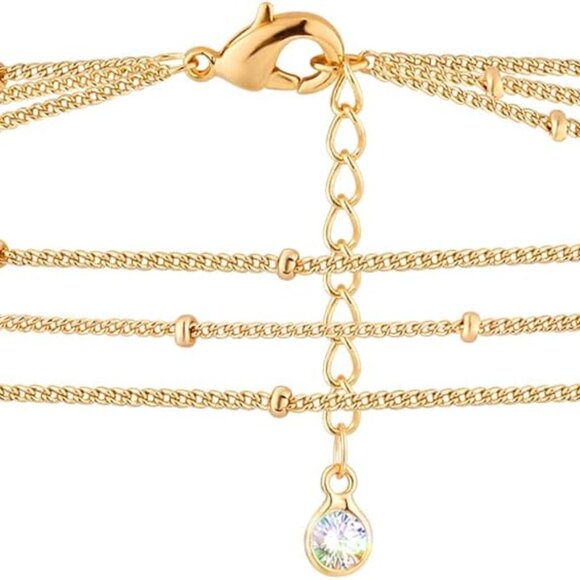 Jewelry - acelet for Women 14K Gold Plated Dainty Chain Simple Jewelry Cute Handmade Minim